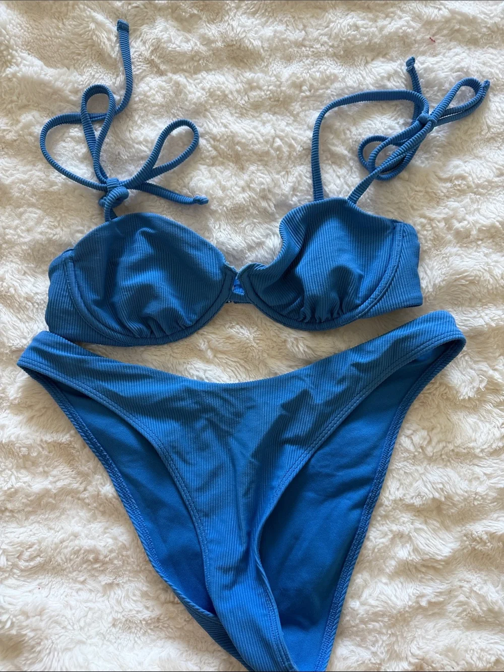 Abercrombie & Fitch Blue Ribbed Bikini Set